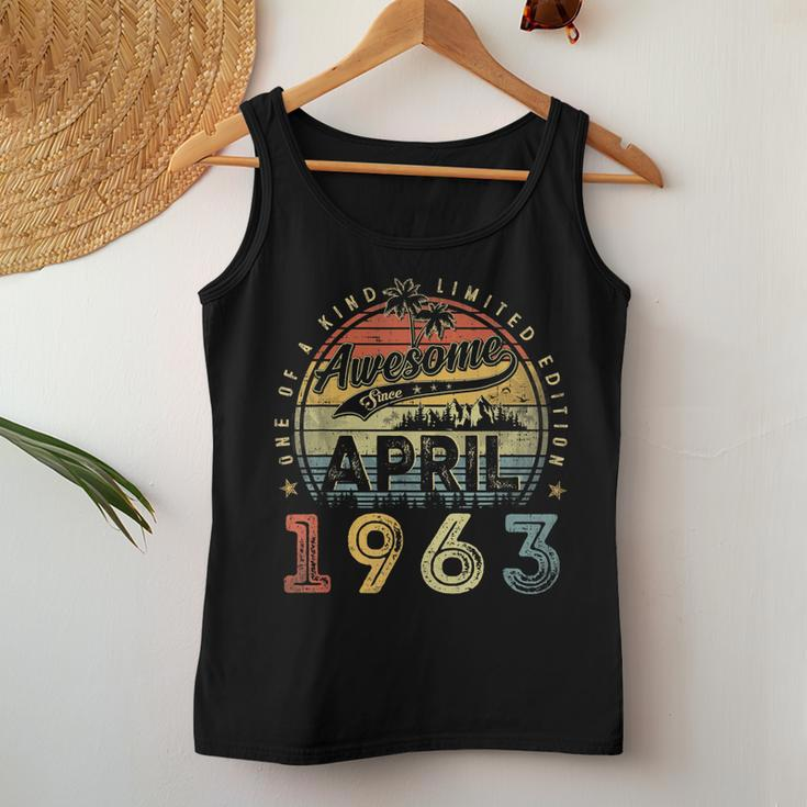 60 Year Old Awesome Since April 1963 60Th Birthday Women Tank Top Basic Casual Daily Weekend Graphic Funny Gifts