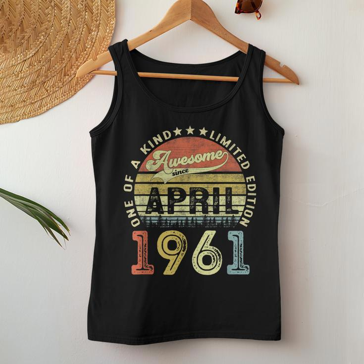 60 Years Old Birthday Awesome Since April 1961 60Th Birthday Women Tank Top Basic Casual Daily Weekend Graphic Funny Gifts