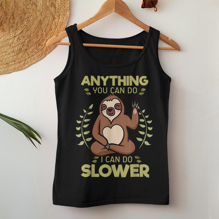 Anything You Can Do I Can Do Slower Lazy Sloth Wildlife Women Tank Top Basic Casual Daily Weekend Graphic Funny Gifts