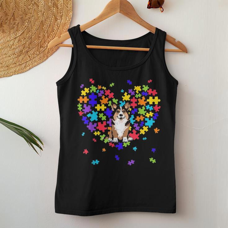 Autism Awareness Corgi Cute Heart Dog Dad Mom Gift Women Tank Top Basic Casual Daily Weekend Graphic Funny Gifts