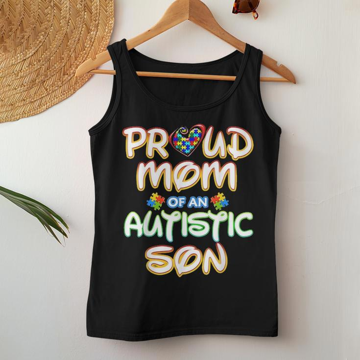 Autism Awareness Family Proud Mom Of Autistic Son 2979 Women Tank Top Basic Casual Daily Weekend Graphic Funny Gifts