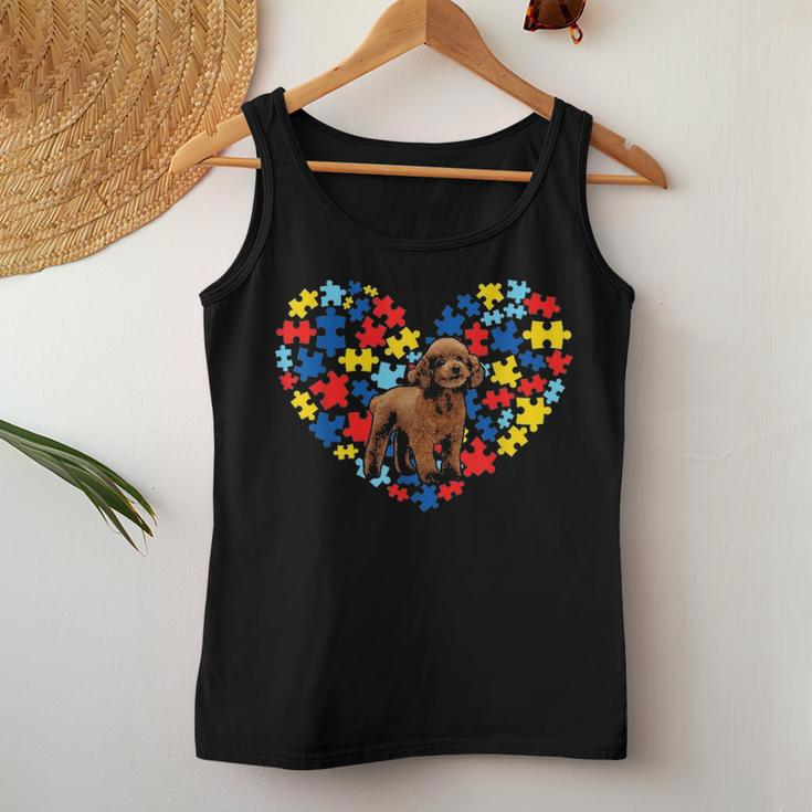 Autism Awareness Poodle Heart Dog Dad Dog Mom Gift Women Tank Top Basic Casual Daily Weekend Graphic Funny Gifts