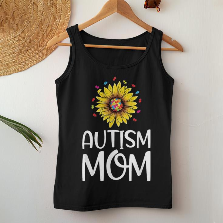 Autism Mom Gift Puzzle Piece Sunflower Autism Awareness Women Tank Top Basic Casual Daily Weekend Graphic Funny Gifts