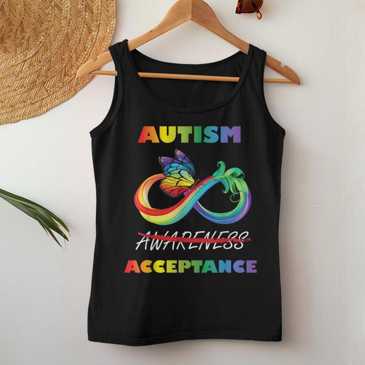 Autism - Red Instead Infinity - Acceptance Butterfly Women Tank Top Unique Gifts
