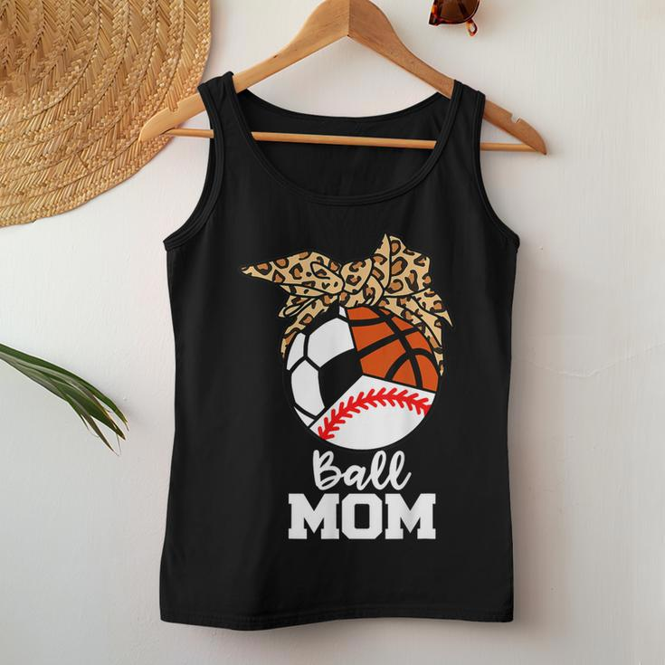 Ball Mom Baseball Soccer Basketball Leopard Mom Women Tank Top Unique Gifts
