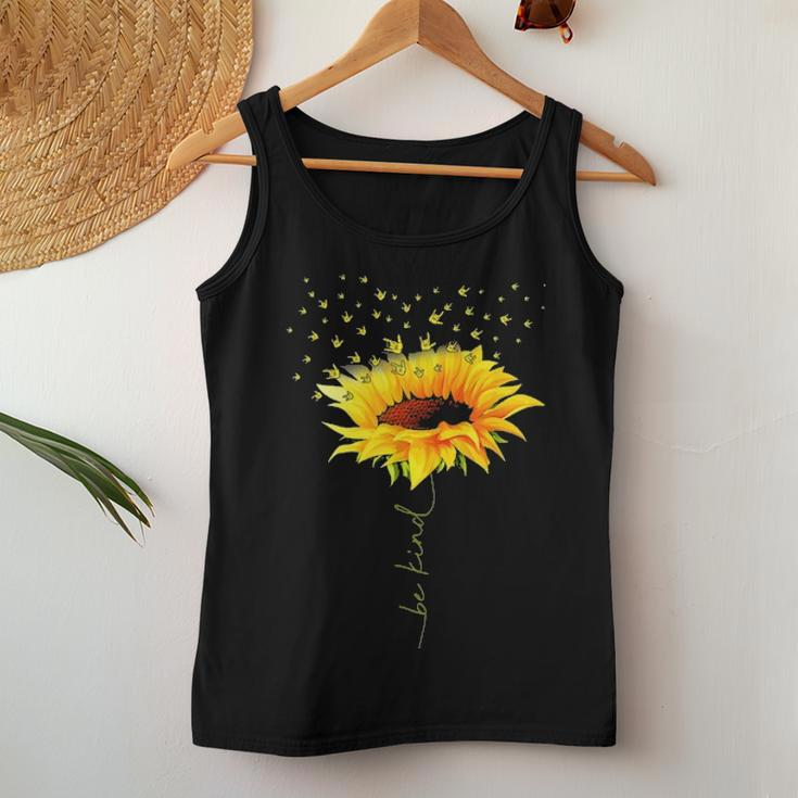 Be Kind Hippie Sunflower I Love You Deaf Asl Sign Language Women Tank Top Basic Casual Daily Weekend Graphic Funny Gifts