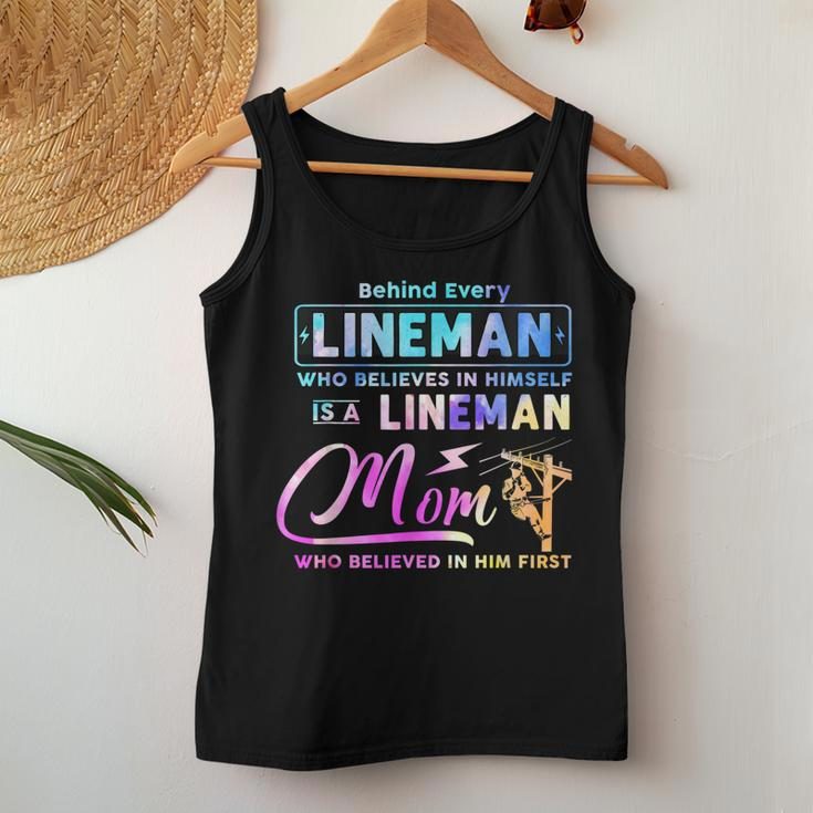 Behind Every Lineman Is A Lineman Mom Women Tank Top Unique Gifts