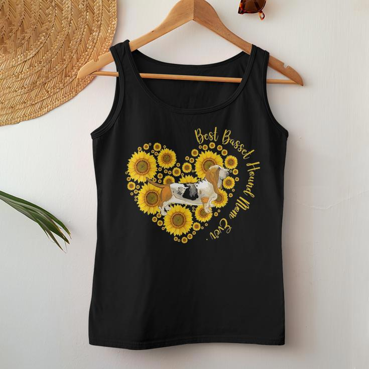 Best Basset Hound Mom Sunflower Heart Funny Mothers Day Women Tank Top Basic Casual Daily Weekend Graphic Funny Gifts
