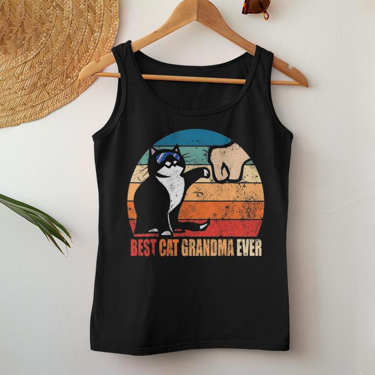 Best Cat Grandma Ever Fist Bump Funny Nana Gift V2 Women Tank Top Basic Casual Daily Weekend Graphic Funny Gifts