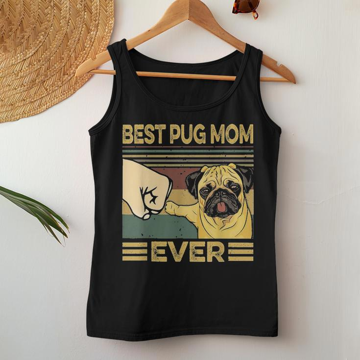Best Pug Mom Ever Retro Vintage Women Tank Top Basic Casual Daily Weekend Graphic Funny Gifts