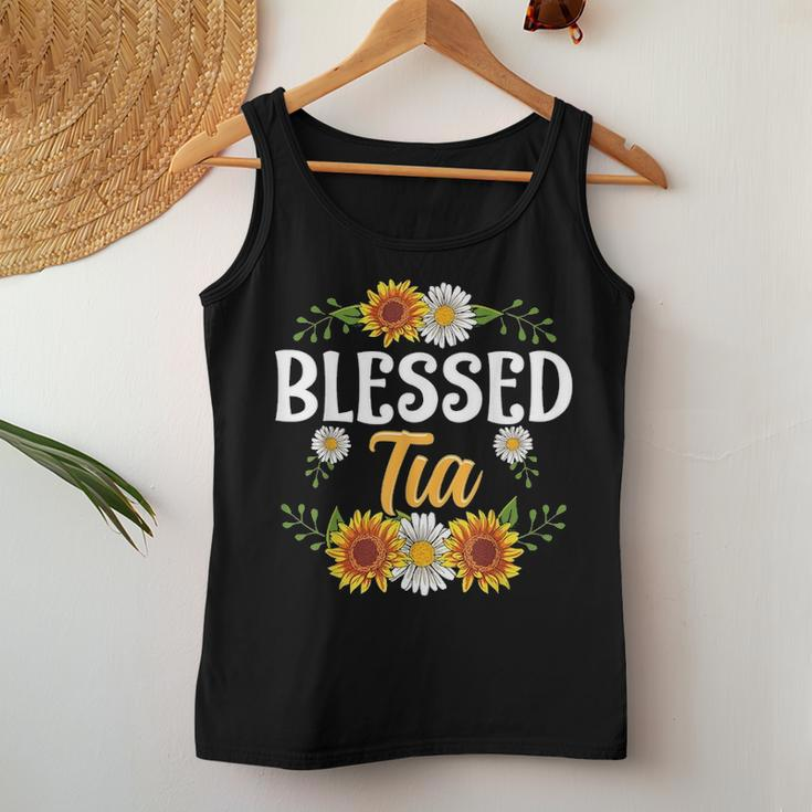 Blessed Tia Mothers Day Cute Gift Floral Women Tank Top Basic Casual Daily Weekend Graphic Funny Gifts