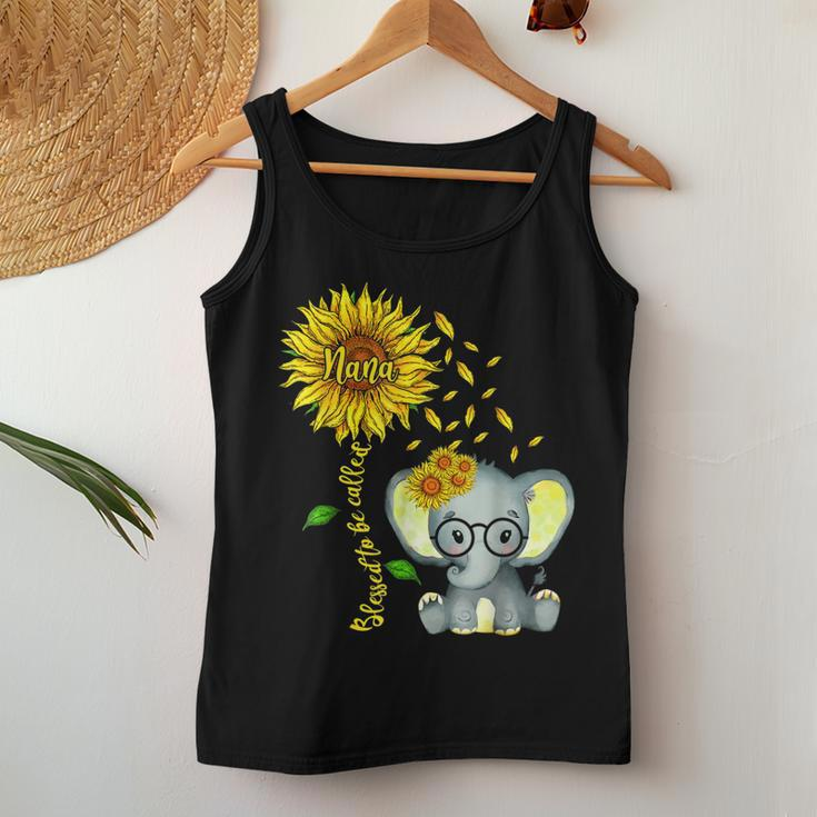 Blessed To Be Called Nana Sunflower Elephant Mothers Day Women Tank Top Basic Casual Daily Weekend Graphic Personalized Gifts
