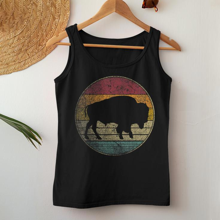Buffalo Distressed Retro Bison Animal Lover Men Women Dad Women Tank Top Basic Casual Daily Weekend Graphic Funny Gifts