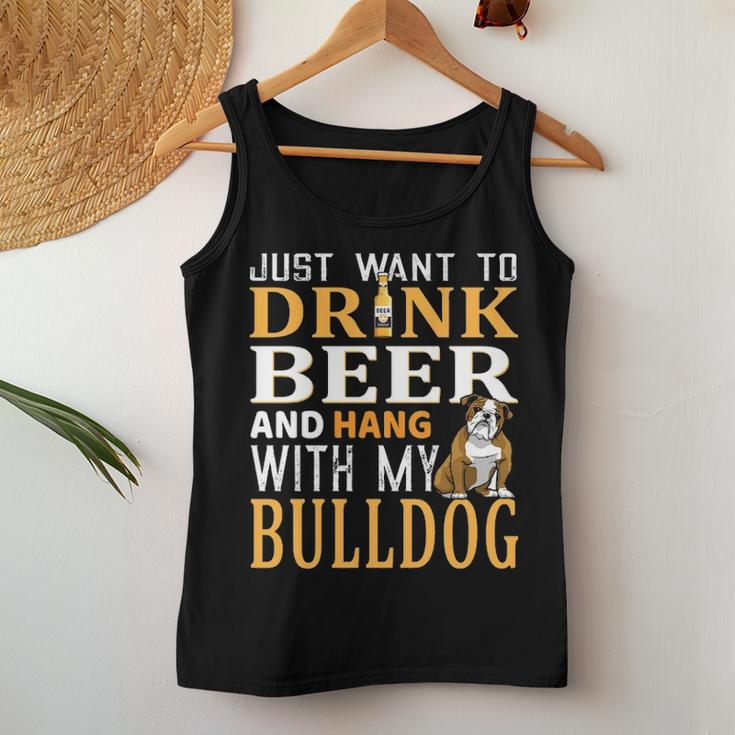 Bulldog Dad Dog Dad & Beer Lover Fathers Day Gift Women Tank Top Basic Casual Daily Weekend Graphic Funny Gifts