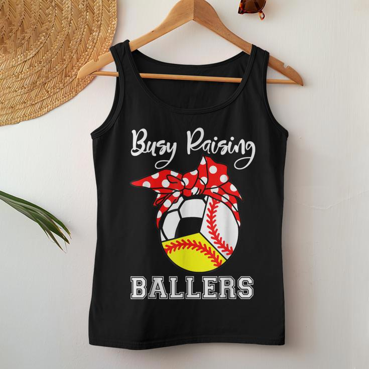 Busy Raising Ballers Baseball Softball Soccer Mom Women Tank Top Unique Gifts