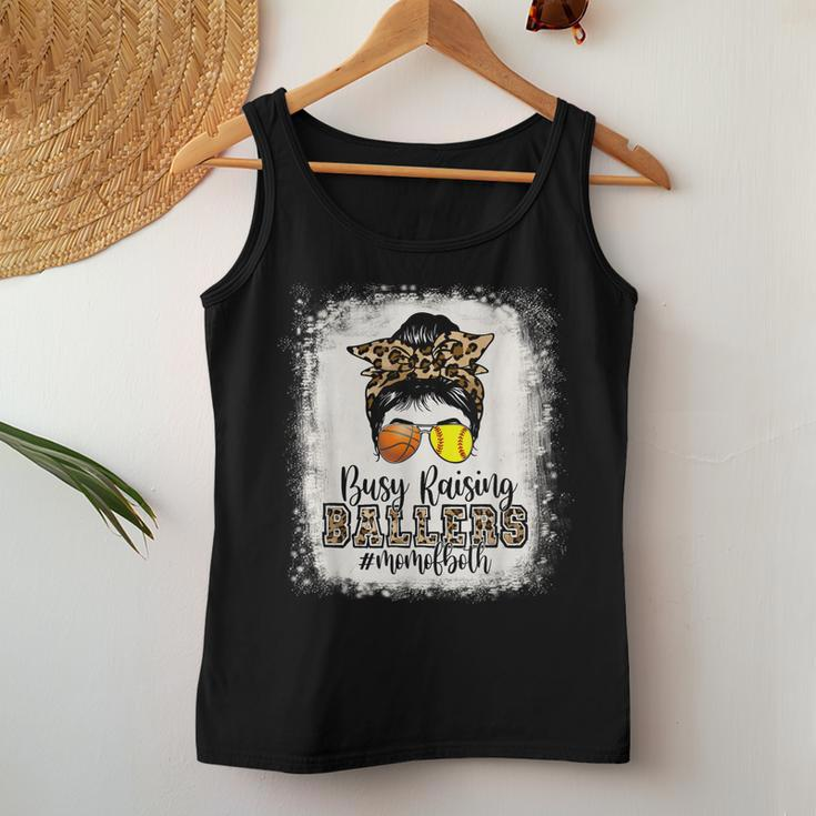 Busy Raising Ballers Mom Of Both Basketball Softball Mama Women Tank Top Basic Casual Daily Weekend Graphic Funny Gifts