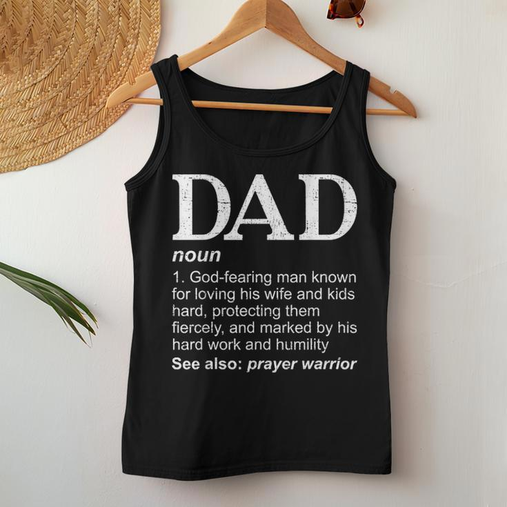 Christian Dad Definition Fathers Day Funny Dad Gift Women Tank Top Basic Casual Daily Weekend Graphic Funny Gifts