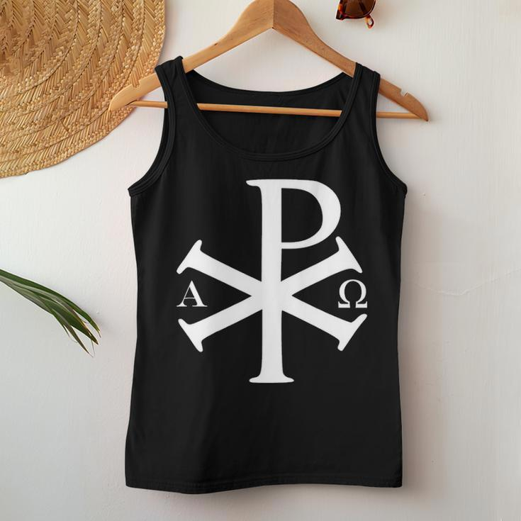 Christian History Alpha Omega Chi Rho Byzantine Christianity Women Tank Top Basic Casual Daily Weekend Graphic Funny Gifts