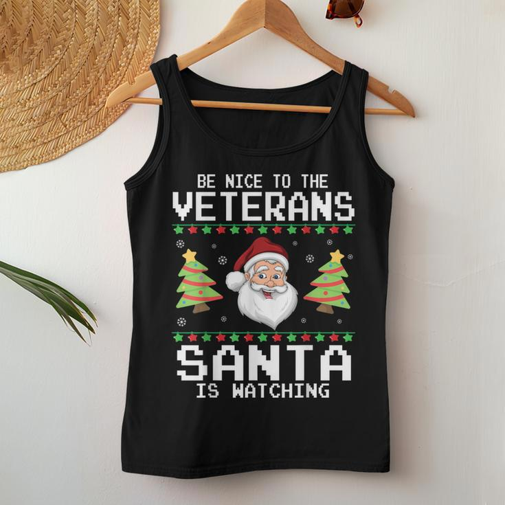 Christmas Be Nice To The Veterans Santa Is Watching Sweater Women Tank Top Basic Casual Daily Weekend Graphic Funny Gifts