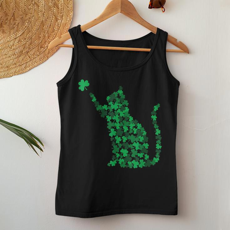 Cute Cat St Patricks Day Clover Lucky Cat Mom Shamrock Cat Women Tank Top Basic Casual Daily Weekend Graphic Personalized Gifts