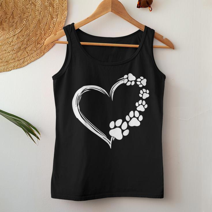 Cute Dog Puppy Dogs Paw Print Heart Dog Mom Women Tank Top Unique Gifts