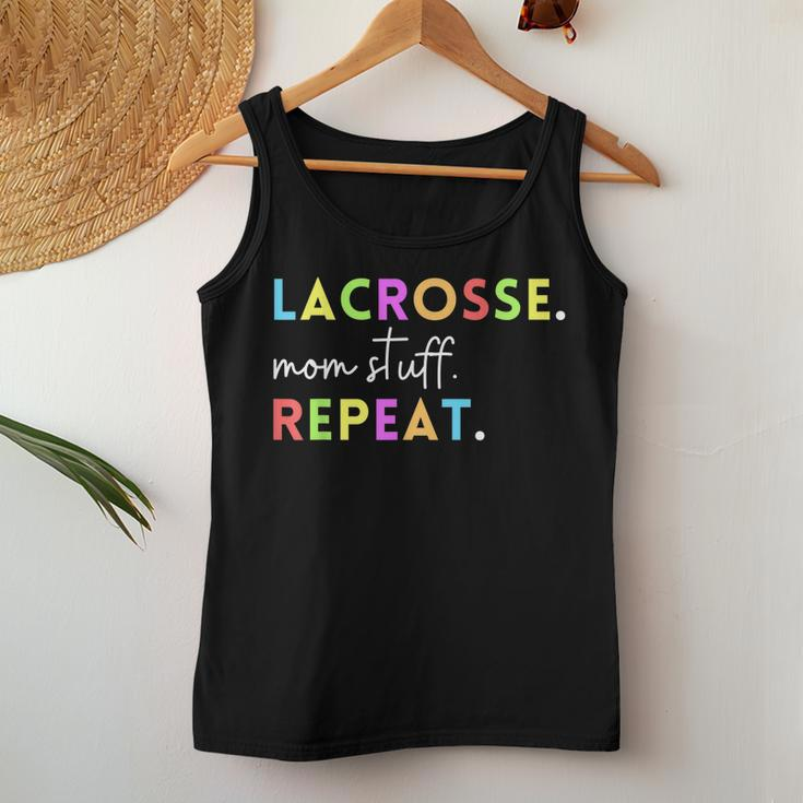 Cute Lacrosse Mom Stuff Repeat For Lax Life Mother Women Tank Top Unique Gifts