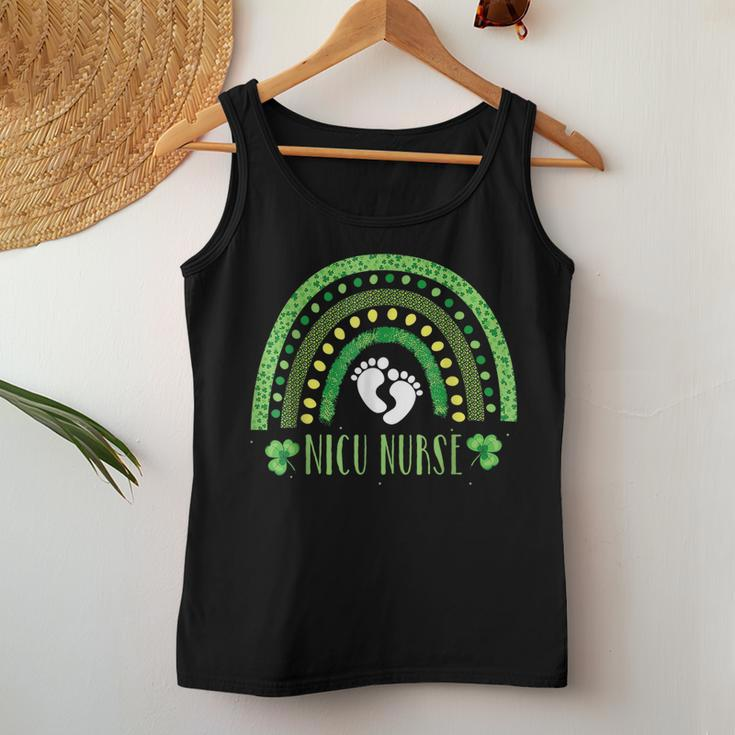 Cute Leopard Rainbow Nicu Nurse St Patricks Day Women Tank Top Basic Casual Daily Weekend Graphic Funny Gifts