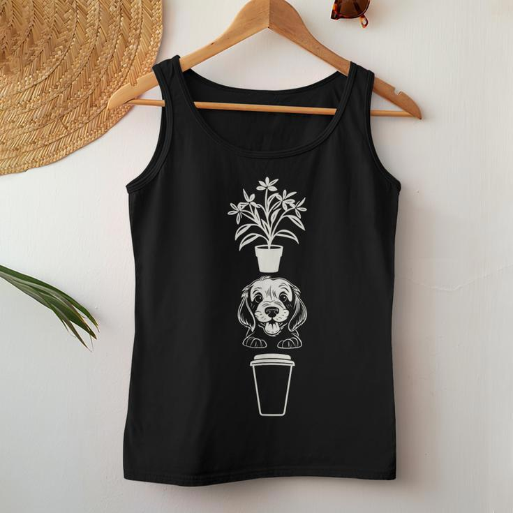 Cute Plants Dog And Coffee Gardening Caffeine Puppy Lover Women Tank Top Unique Gifts