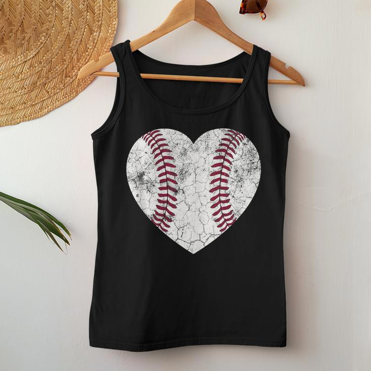 Distressed Heart Baseball Heart Mom Mama Women Tank Top Unique Gifts