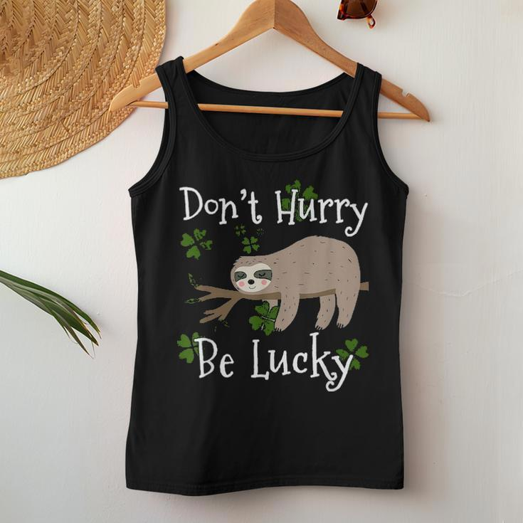 Dont Hurry Be Lucky Dad Mom Boy Girl Party Gift Shamrock Women Tank Top Basic Casual Daily Weekend Graphic Funny Gifts