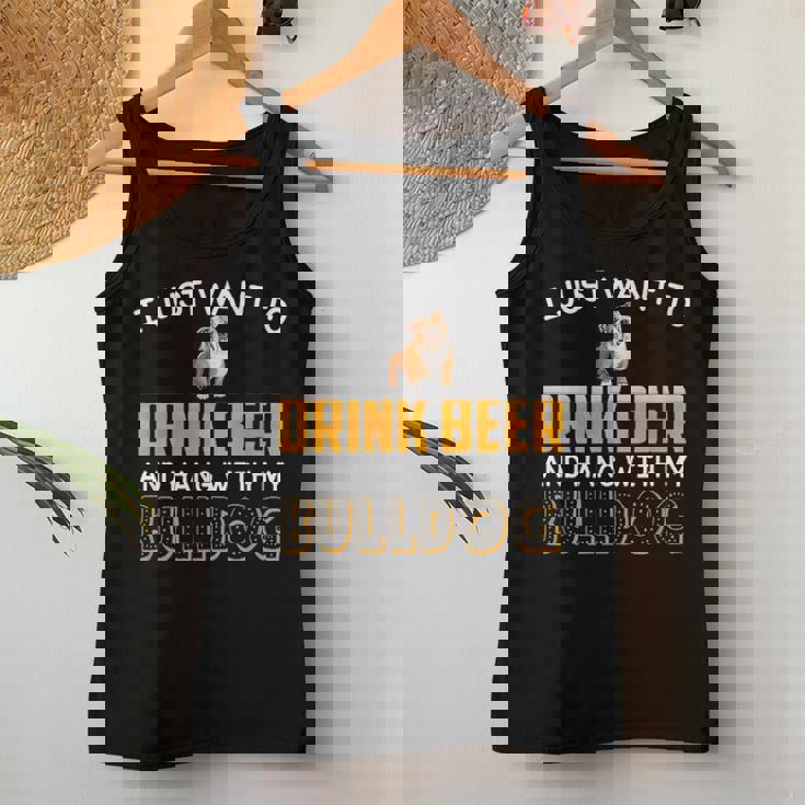 Drink Beer Hang With My English Bulldog Dad Mom Beer Day Women Tank Top Basic Casual Daily Weekend Graphic Personalized Gifts