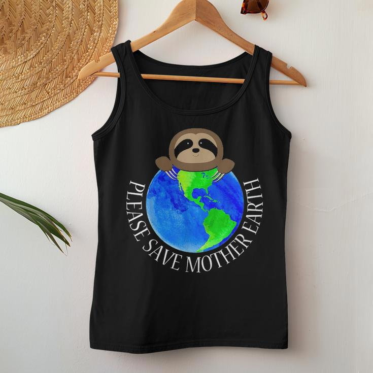 Earth Day 2021 Please Save Mother Earth Sloth Lovers Fun Women Tank Top Basic Casual Daily Weekend Graphic Funny Gifts