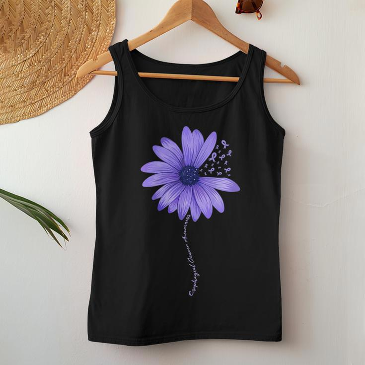 Womens Esophageal Cancer Awareness Sunflower Periwinkle Ribbon Women Tank Top Unique Gifts