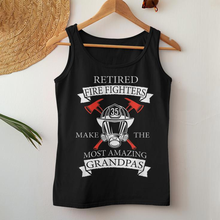 Fathers Day Fireman Grandpa Gift Retired Fire Fighters Women Tank Top Basic Casual Daily Weekend Graphic Funny Gifts