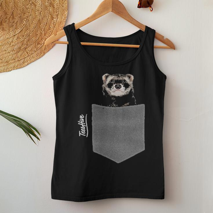 Ferret Pocket Ferret Face Ferret Mom Funny Ferret Women Tank Top Basic Casual Daily Weekend Graphic Funny Gifts