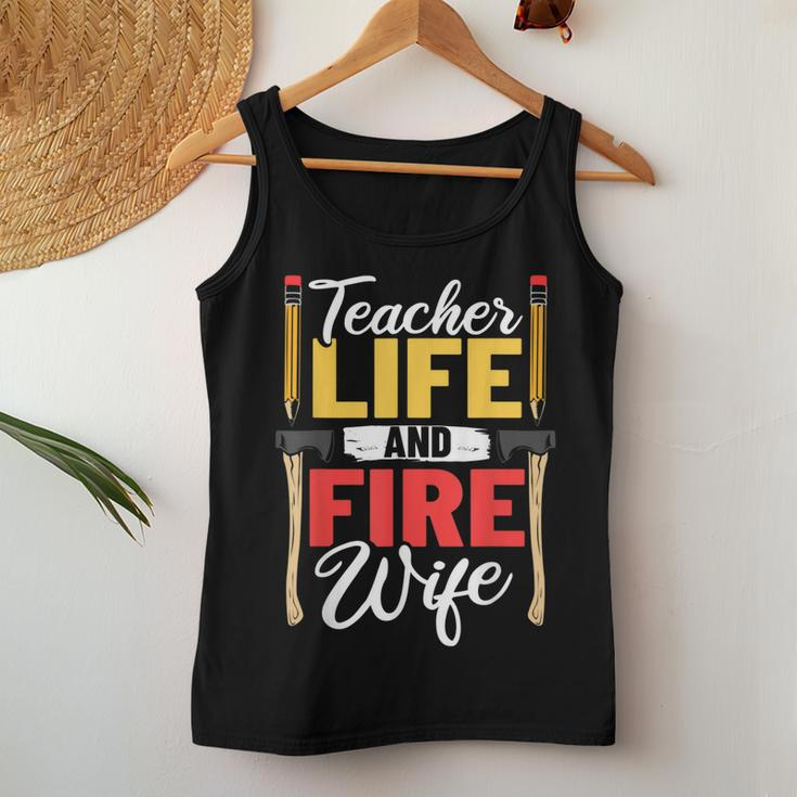 Firefighter Design Firefighter Wife Teacher Life Fire Wife Women Tank Top Basic Casual Daily Weekend Graphic Funny Gifts