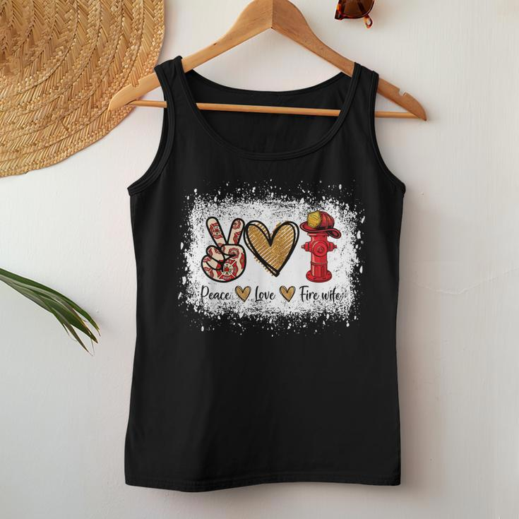 Firefighter Wife Life Peace Love Fire Wife Heart Women Tank Top Basic Casual Daily Weekend Graphic Funny Gifts