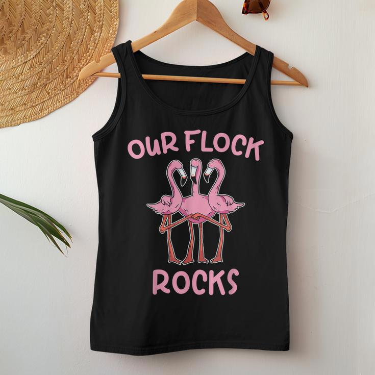 Our Flock Rocks Flamingo Matching Family Vacation Group Women Tank Top Unique Gifts
