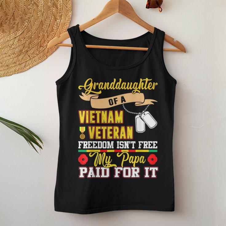 Freedom Isnt Free Proud Granddaughter Of A Vietnam Veteran Women Tank Top Basic Casual Daily Weekend Graphic Funny Gifts