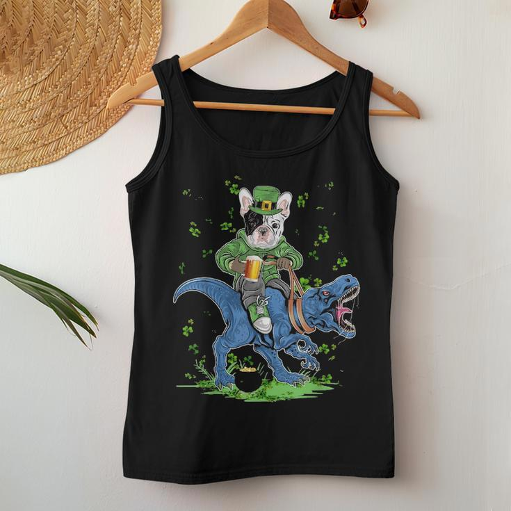French Bulldog Holding Beer RideRex St Patricks Day Women Tank Top Basic Casual Daily Weekend Graphic Funny Gifts