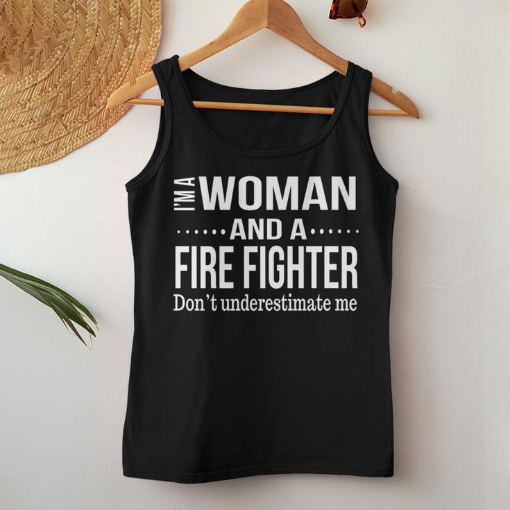 Funny Fire Fighter Gifts For Women Dont Underestimate Women Tank Top Basic Casual Daily Weekend Graphic Funny Gifts