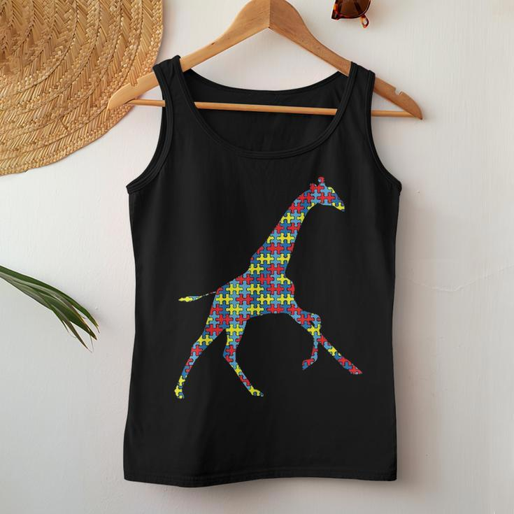 Giraffe Autism Awareness Kids Ruminant Puzzle Day Mom Gift Women Tank Top Basic Casual Daily Weekend Graphic Funny Gifts