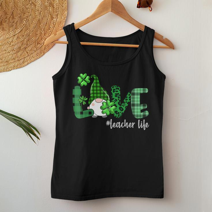 Gnome Teacher St Patricks Day Love Teacher Life Shamrock Women Tank Top Basic Casual Daily Weekend Graphic Personalized Gifts