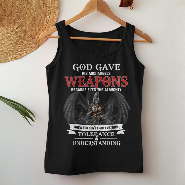God Gave His Archangels Weapons Army Veteran Warrior Women Tank Top Unique Gifts
