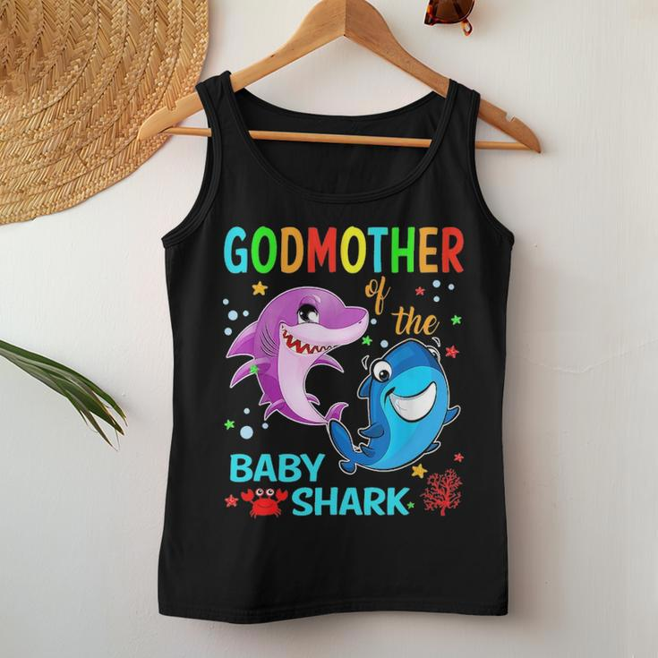 Godmother Of The Baby Shark Birthday Godmother Shark Women Tank Top Basic Casual Daily Weekend Graphic Funny Gifts