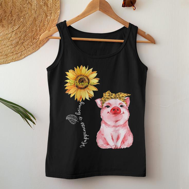 Happiness Is Being Mamaw Cute Pig Sunflower Mother Gifts Women Tank Top Basic Casual Daily Weekend Graphic Funny Gifts