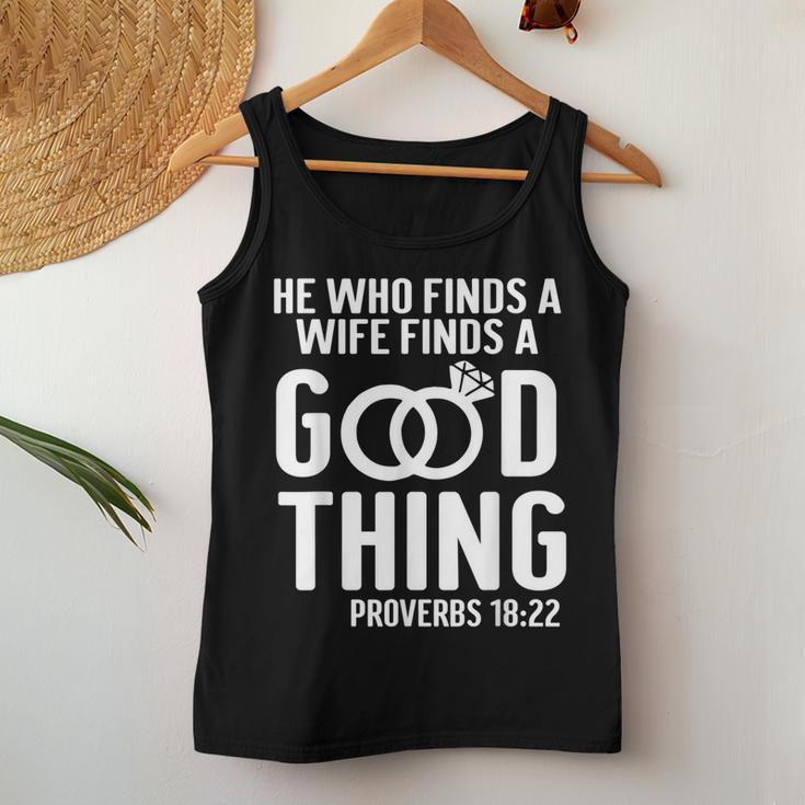 He Who Finds A Wife Finds A Good Thing Couple Matching Women Tank Top Basic Casual Daily Weekend Graphic Funny Gifts