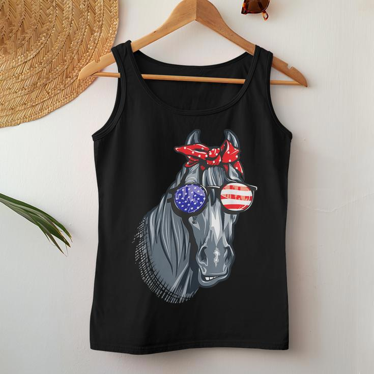 Horse 4Th Of July Women Horse Graphic American Flag Women Tank Top Unique Gifts