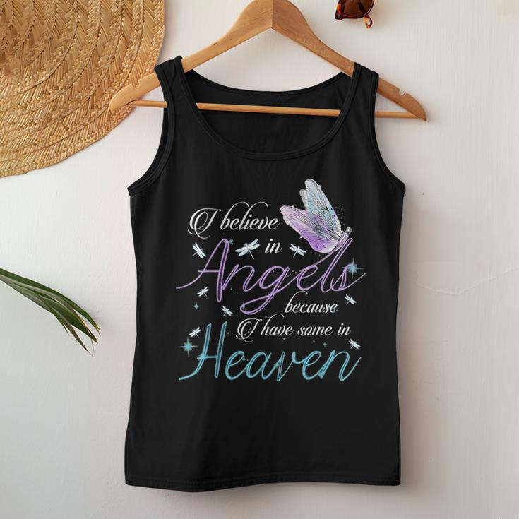 I Believe In Angels Because I Have Some In Heaven Mom & Dad Women Tank Top Basic Casual Daily Weekend Graphic Funny Gifts