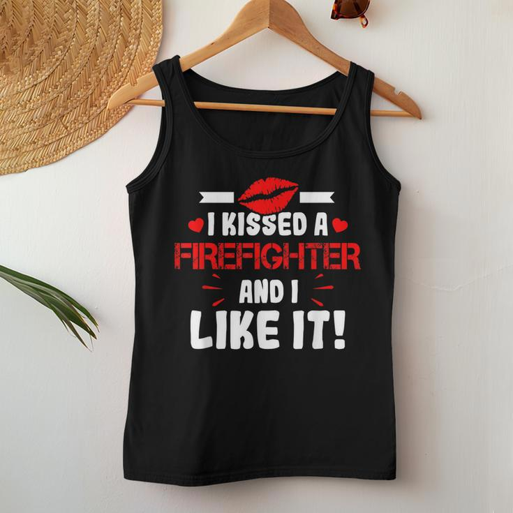 I Kissed A Firefighter And I Like It Wife Girlfriend Gift Women Tank Top Basic Casual Daily Weekend Graphic Funny Gifts